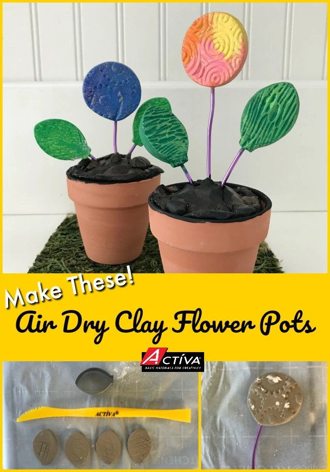 This is the cutest air dry clay craft! Read this post to learn how to make this air dry clay flower pots craft. It's a great air dry clay craft for all ages!